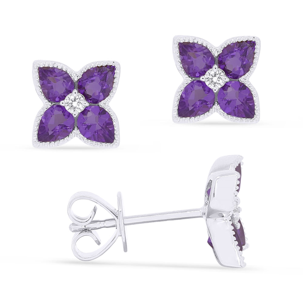 DeScenza Collection Diamond and Amethyst Earrings DeScenza Diamonds Boston, MA