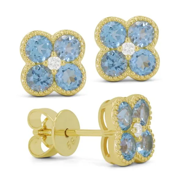 DeScenza Collection Blue Topaz and Diamond Earrings DeScenza Diamonds Boston, MA