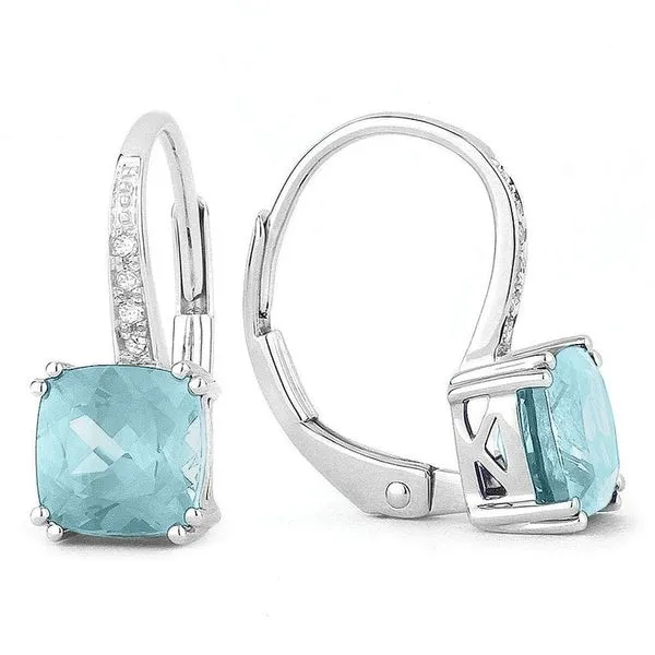 DeScenza Collection Aquamarine and Diamond Earrings DeScenza Diamonds Boston, MA