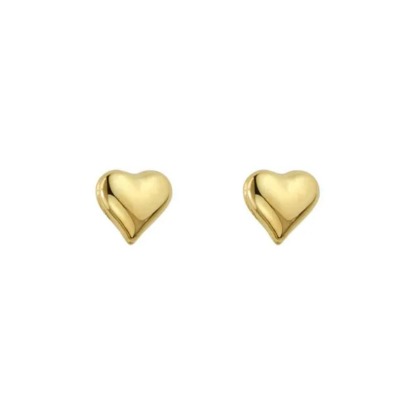 Gold Puff Heart Earrings DeScenza Diamonds Boston, MA