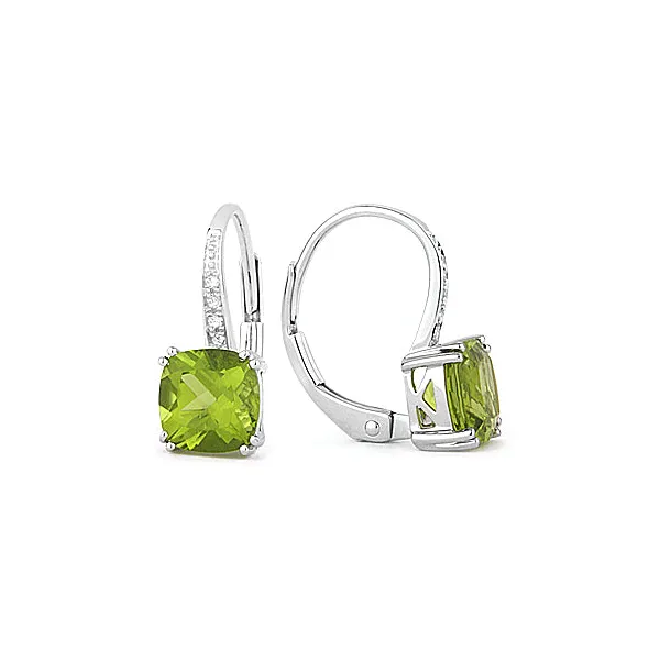 White Gold Peridot Earrings DeScenza Diamonds Boston, MA