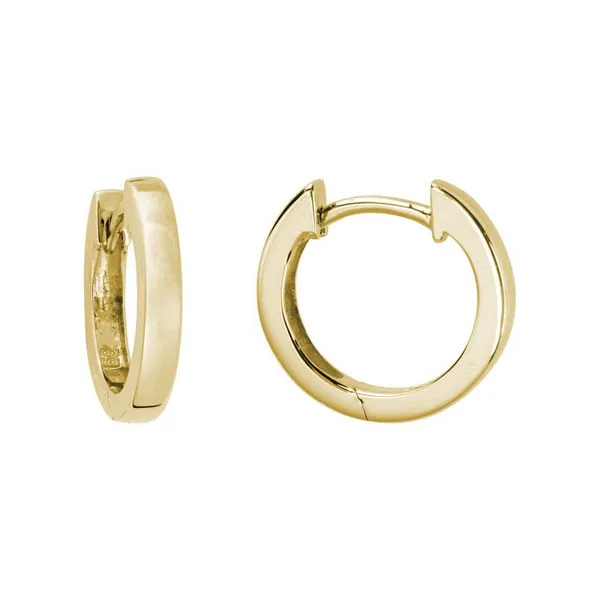 Gold Huggie Hoop Earrings DeScenza Diamonds Boston, MA