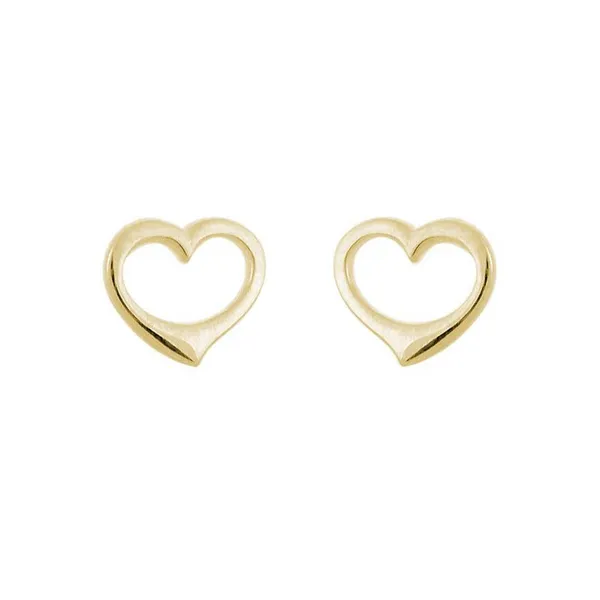 Gold Heart Stud Earrings DeScenza Diamonds Boston, MA