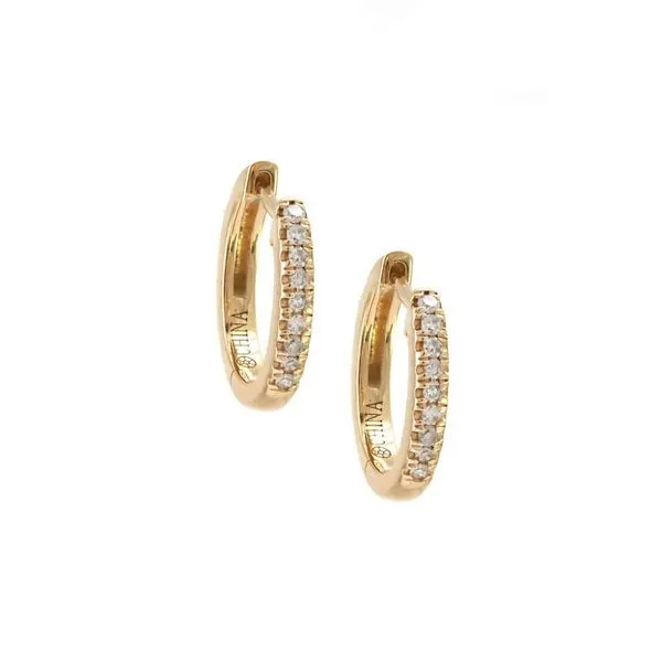 Yellow Gold Diamond Hoop Earring DeScenza Diamonds Boston, MA
