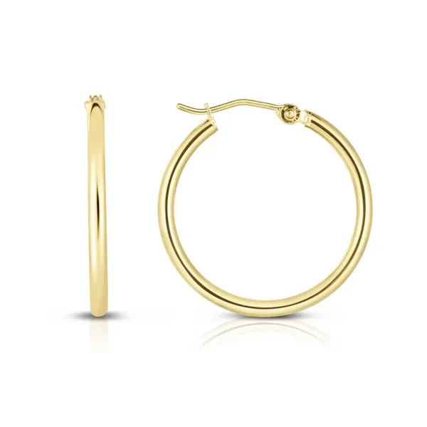 Yellow Gold Hoop Earring DeScenza Diamonds Boston, MA