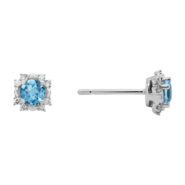 DeScenza Collection Diamond and Blue Topaz Earrings DeScenza Diamonds Boston, MA