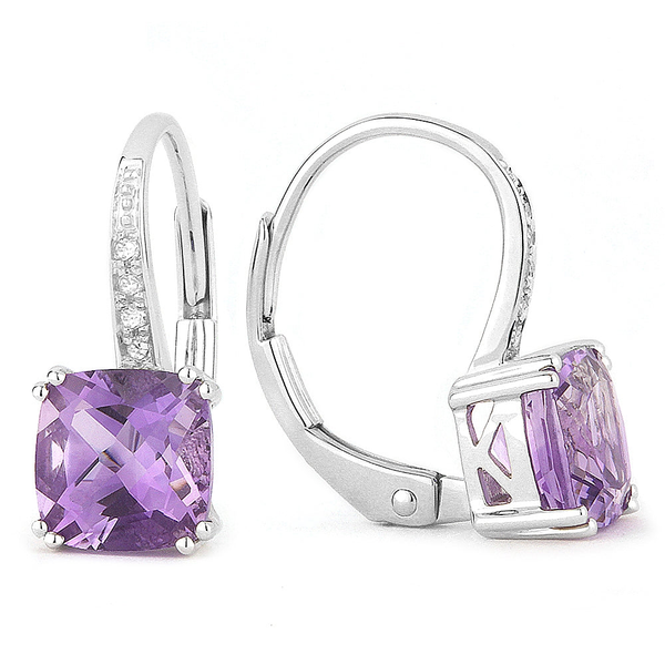 DeScenza Collection Diamond and Amethyst Earrings DeScenza Diamonds Boston, MA