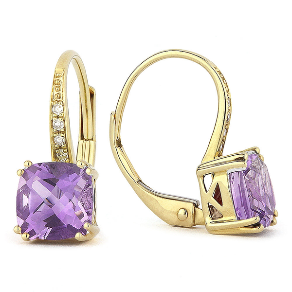 DeScenza Collection Diamond and Amethyst Earrings DeScenza Diamonds Boston, MA