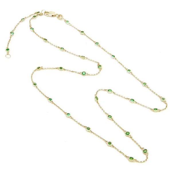 Yellow Gold Emerald Bezel Necklace DeScenza Diamonds Boston, MA
