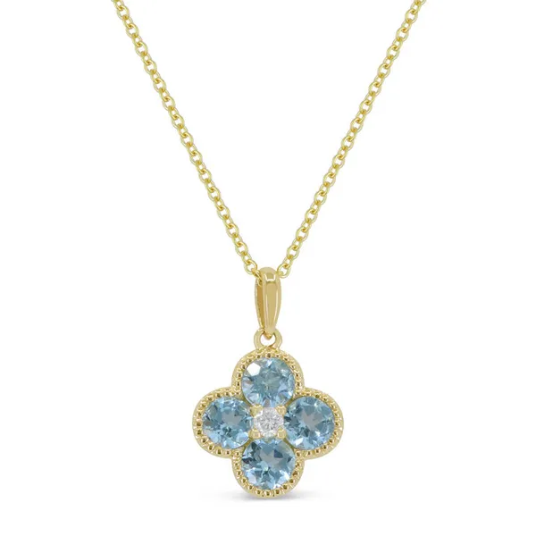 Yellow Gold Blue Topaz Pendant DeScenza Diamonds Boston, MA