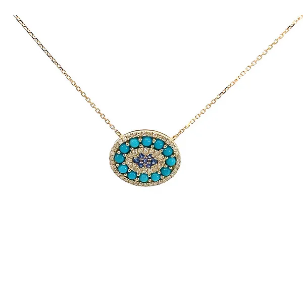 DeScenza Collection Turquoise and Diamond Necklace DeScenza Diamonds Boston, MA
