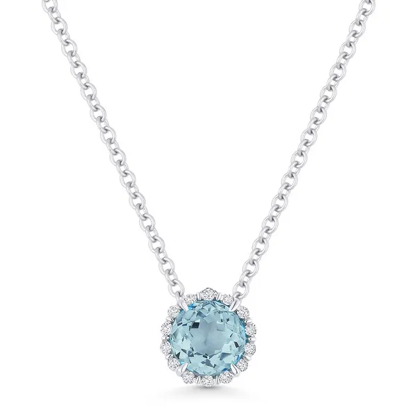 White Gold Blue Topaz Pendant DeScenza Diamonds Boston, MA