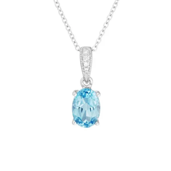 DeScenza Collection Blue Topaz and Diamond Pendant DeScenza Diamonds Boston, MA