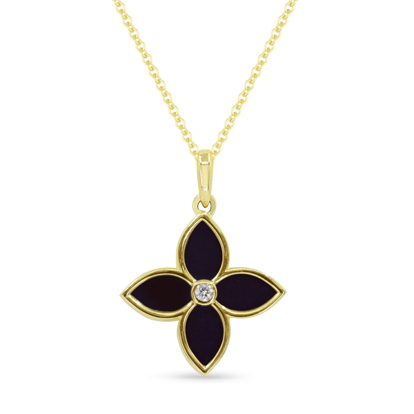 DeScenza Collection Diamond and Onyx Necklace DeScenza Diamonds Boston, MA