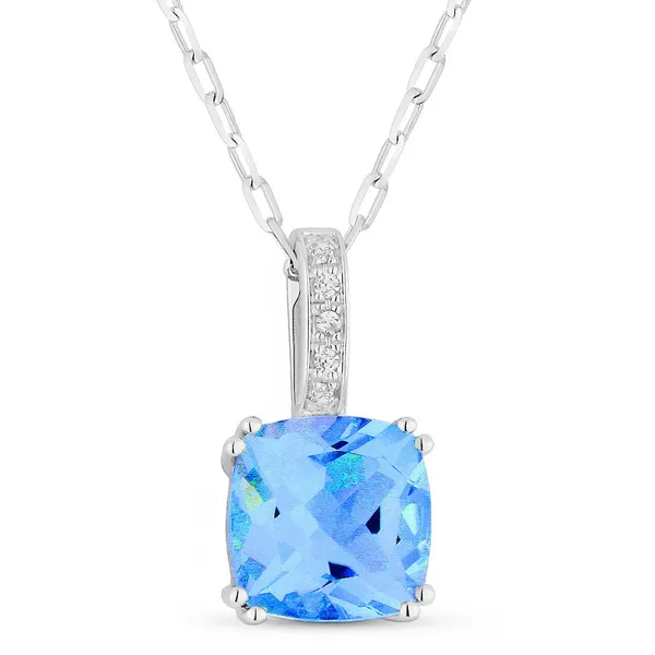 DeScenza Collection White Gold Blue Topaz Necklace DeScenza Diamonds Boston, MA