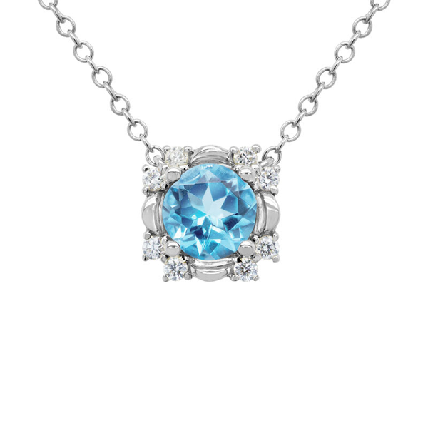 DeScenza Collection Diamond and Blue Topaz Necklace DeScenza Diamonds Boston, MA