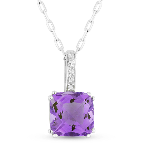 Amethyst Cushion Pendant DeScenza Diamonds Boston, MA