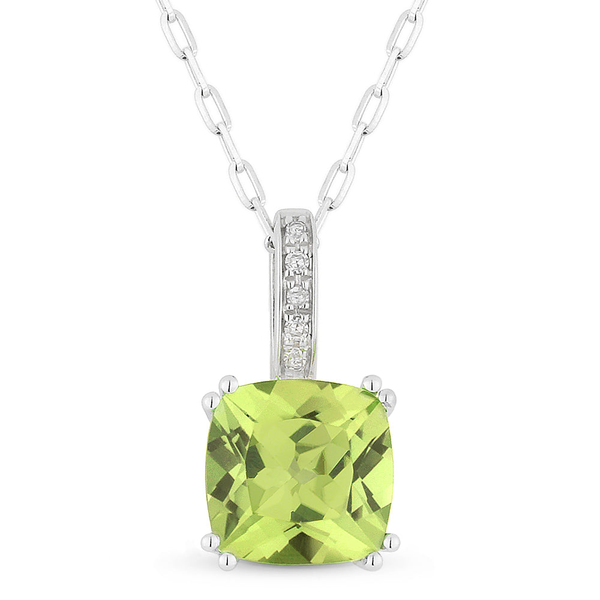 DeScenza Collection diamond and Peridot Necklace DeScenza Diamonds Boston, MA