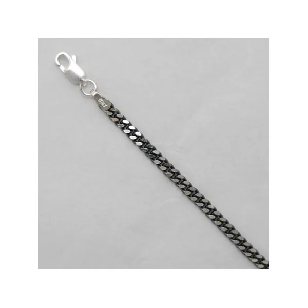 DeScenza Collection Men's Silver Gunmetal Curb Chain DeScenza Diamonds Boston, MA