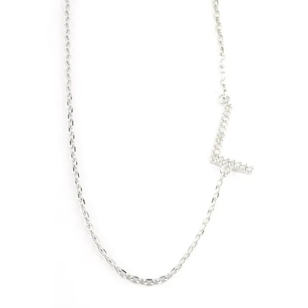 DeScenza Collection Silver Diamond Initial L Necklace DeScenza Diamonds Boston, MA