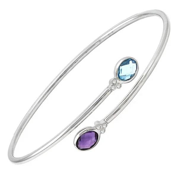 DeScenza Collection Amethyst, Blue Topaz and Diamond Bangle DeScenza Diamonds Boston, MA