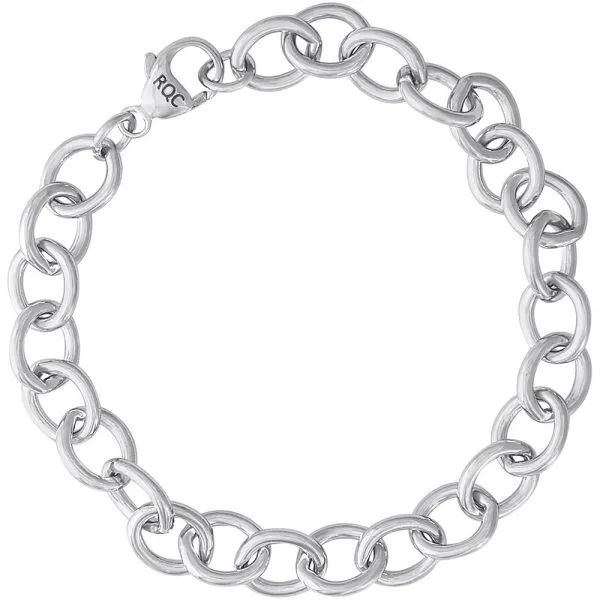 Sterling Silver Oval Link Charm Bracelet DeScenza Diamonds Boston, MA