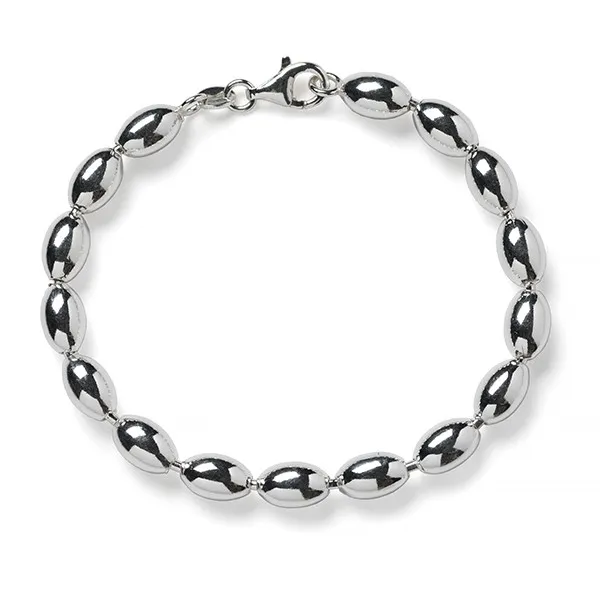 Sterling Silver 6mm Rice Bead Bracelet DeScenza Diamonds Boston, MA