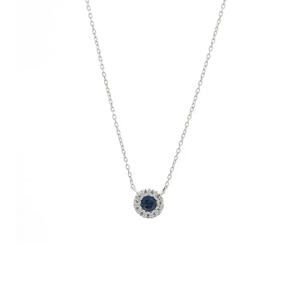 DeScenza Collection Silver Sapphire and Diamond Necklace DeScenza Diamonds Boston, MA