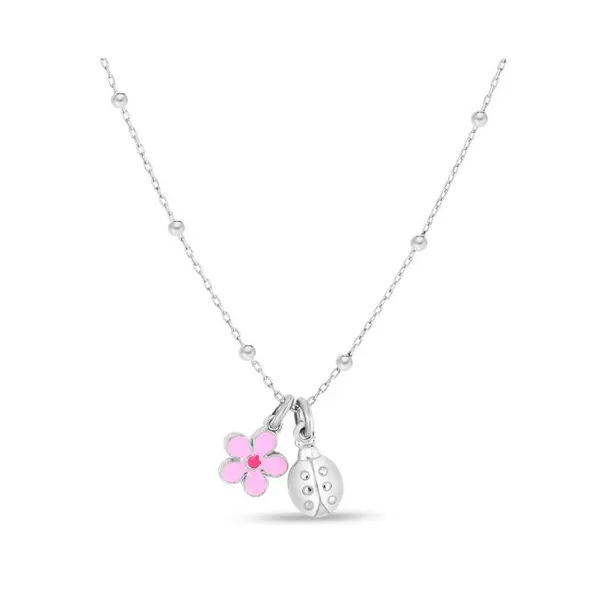 DeScenza Collection Flower and Ladybug Necklace DeScenza Diamonds Boston, MA