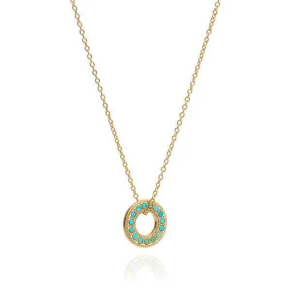 Anna Beck Turquoise Pave Circle Pendant DeScenza Diamonds Boston, MA