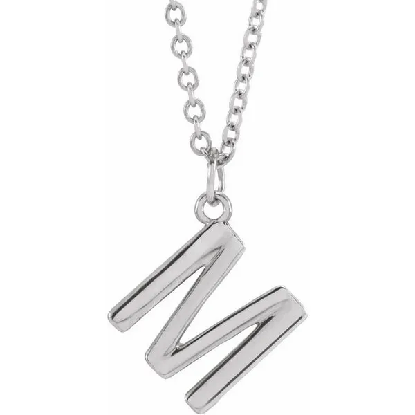 DeScenza Collection Silver Initial M Necklace DeScenza Diamonds Boston, MA