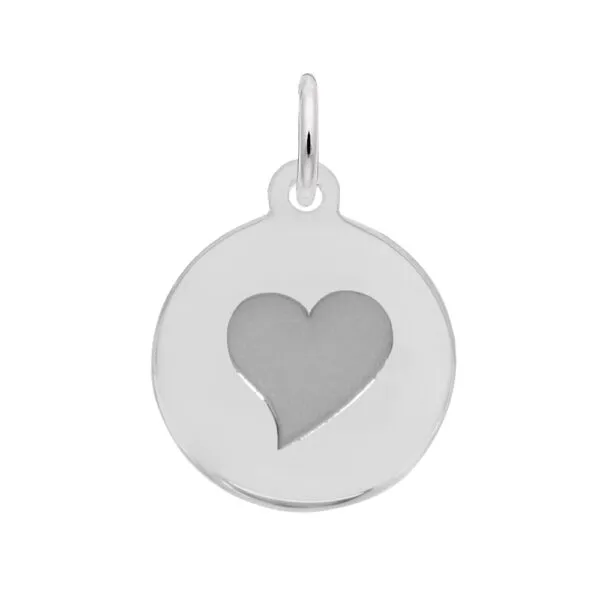 DeScenza Collection Silver Initial Disc Heart Charm DeScenza Diamonds Boston, MA