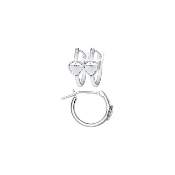 DeScena Collection Silver Heart Hoop Earrings DeScenza Diamonds Boston, MA