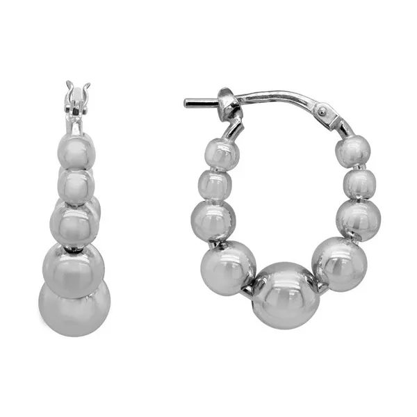DeScenza Collection Silver Beaded Hoop Earrings DeScenza Diamonds Boston, MA