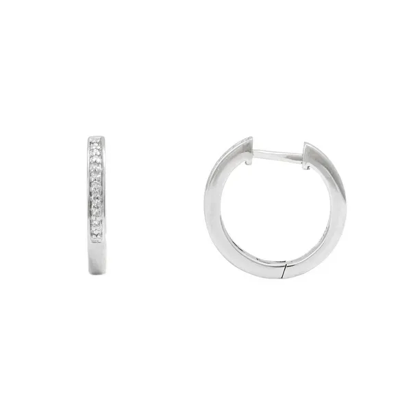 Sterling Silver Diamond Hoop DeScenza Diamonds Boston, MA