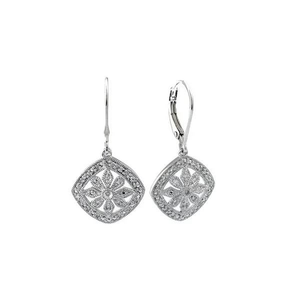 DeScenza Collection Silver Diamond Dangle Earings DeScenza Diamonds Boston, MA
