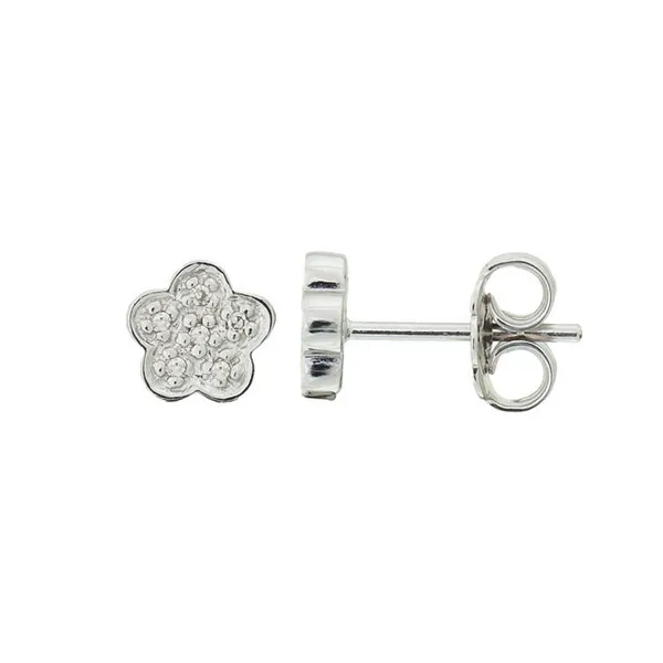 Sterling SIlver Flower Earring DeScenza Diamonds Boston, MA