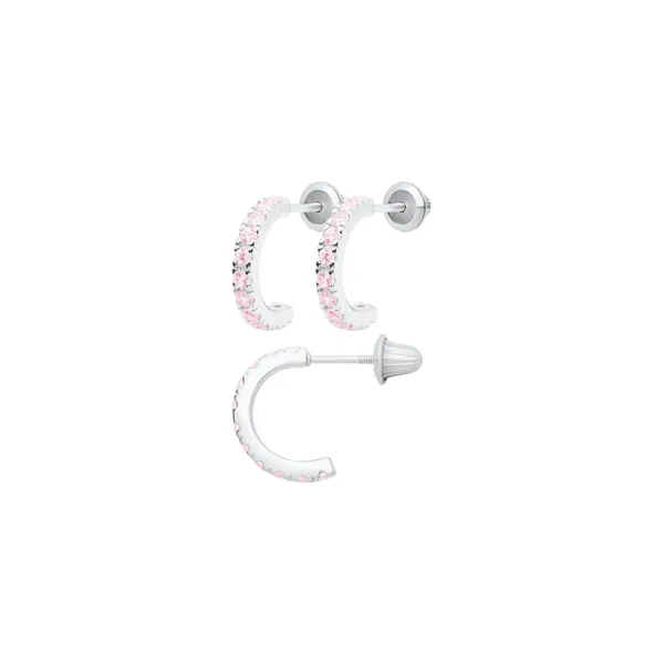 DeScenza Collection Pink Cubic Zirconia Hoop Earrings DeScenza Diamonds Boston, MA