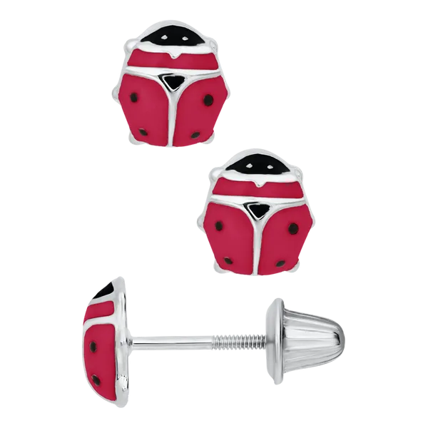 DeScenza Collection Silver Ladybug Earrings DeScenza Diamonds Boston, MA
