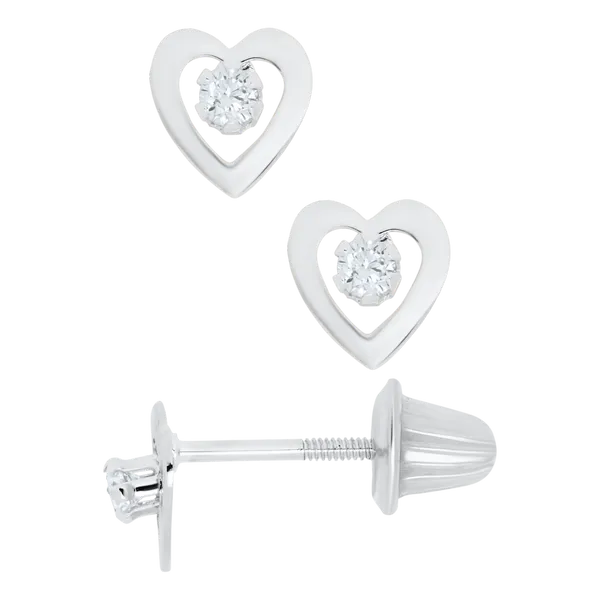 DeScenza Collection Silver Heart Studs DeScenza Diamonds Boston, MA