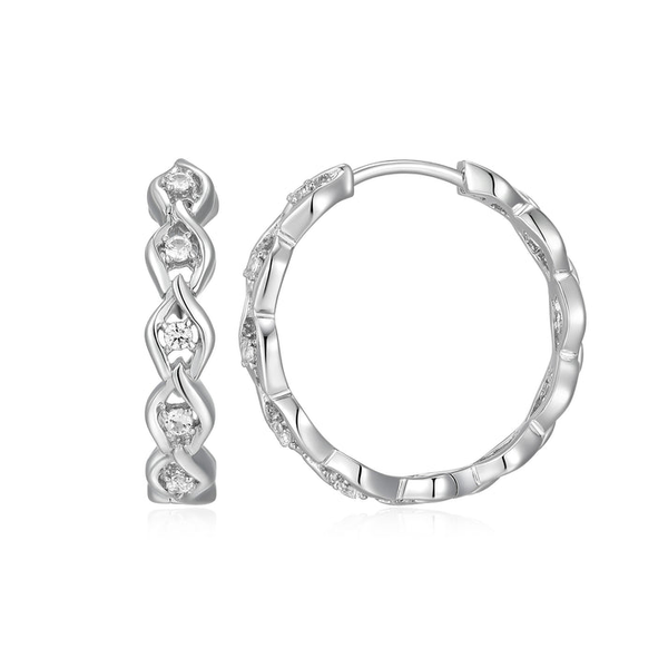 Charles Garnier White Sapphire Hoop Earring DeScenza Diamonds Boston, MA