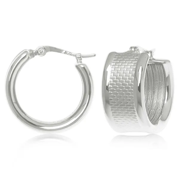 DeScenza Collection Silver Hoop Earrings DeScenza Diamonds Boston, MA