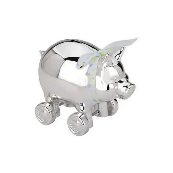 Piggy with Wheels Silverplate Bank DeScenza Diamonds Boston, MA