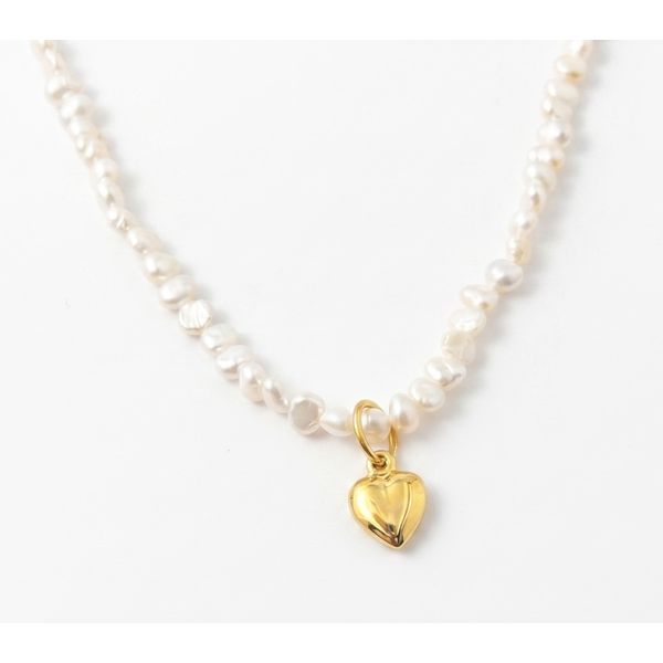 Lola Pearl Necklace with Heart Charm DeScenza Diamonds Boston, MA