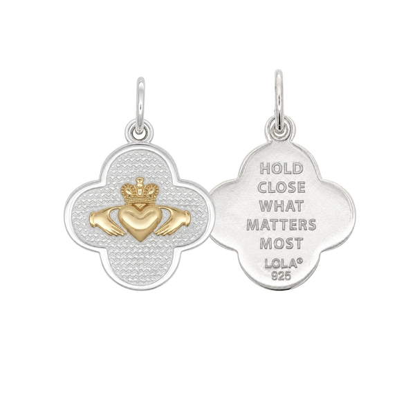 LOLA  Two Tone Claddagh Pendant DeScenza Diamonds Boston, MA