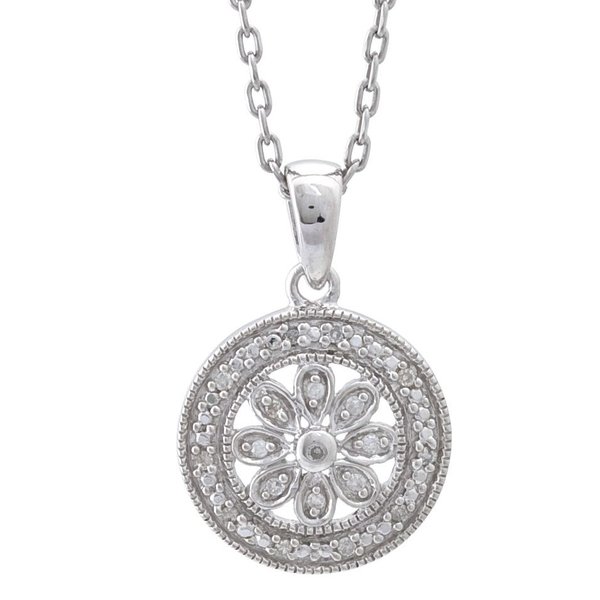 DeScenza Collection Silver Diamond Flower Necklace DeScenza Diamonds Boston, MA