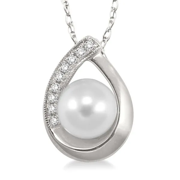 D. Geller Collection 10K Diamond and Pearl Teardop Necklace D. Geller & Son Jewelers Kennesaw, GA