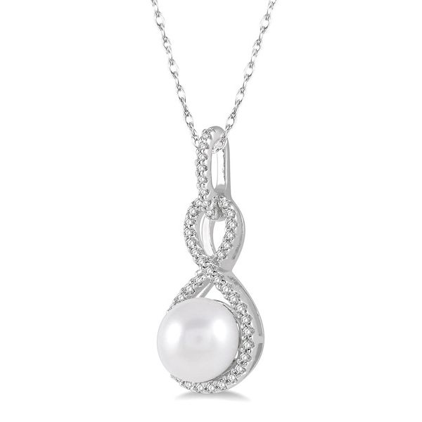 D. Geller Collection 10K Diamond and Pearl Necklace Image 2 D. Geller & Son Jewelers Atlanta, GA