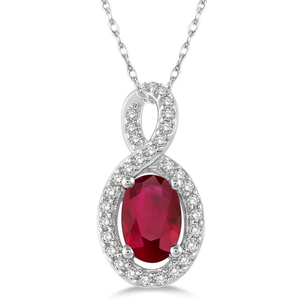 D. Geller Collection 10K Diamond and Ruby Halo Necklace D. Geller & Son Jewelers Kennesaw, GA