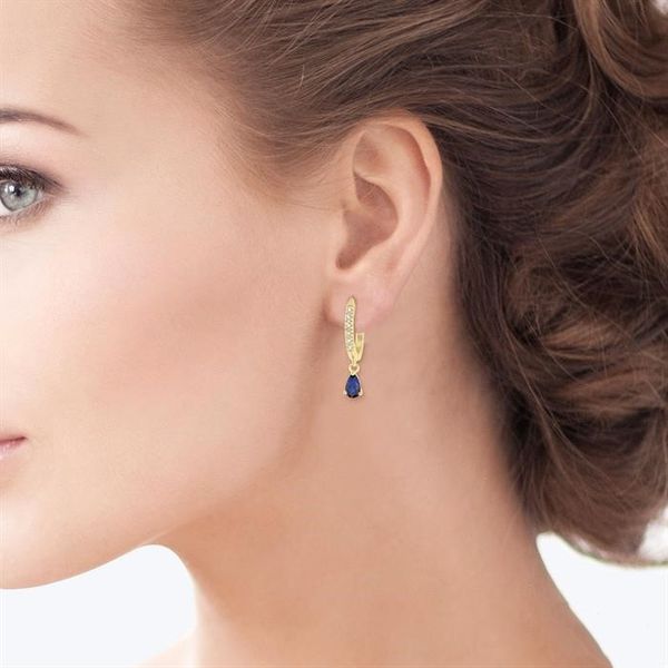 D. Geller Collection 10K Diamond and Blue Sapphire Fashion Earrings Image 2 D. Geller & Son Jewelers Kennesaw, GA